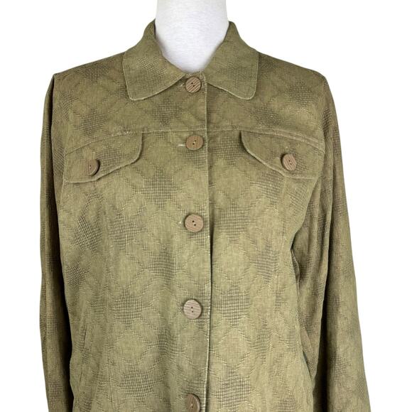 Coldwater Creek Vntg Long Sleeve Button Down Linen Blend Shacket Blazer Jacket - Picture 4 of 13